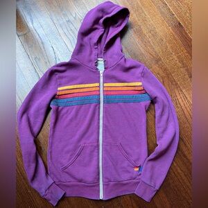 Aviator Nation 5 stripe hoodie purple size XS